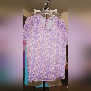 Jessica London Purple and Pink Floral Blouse 22w  A-46
